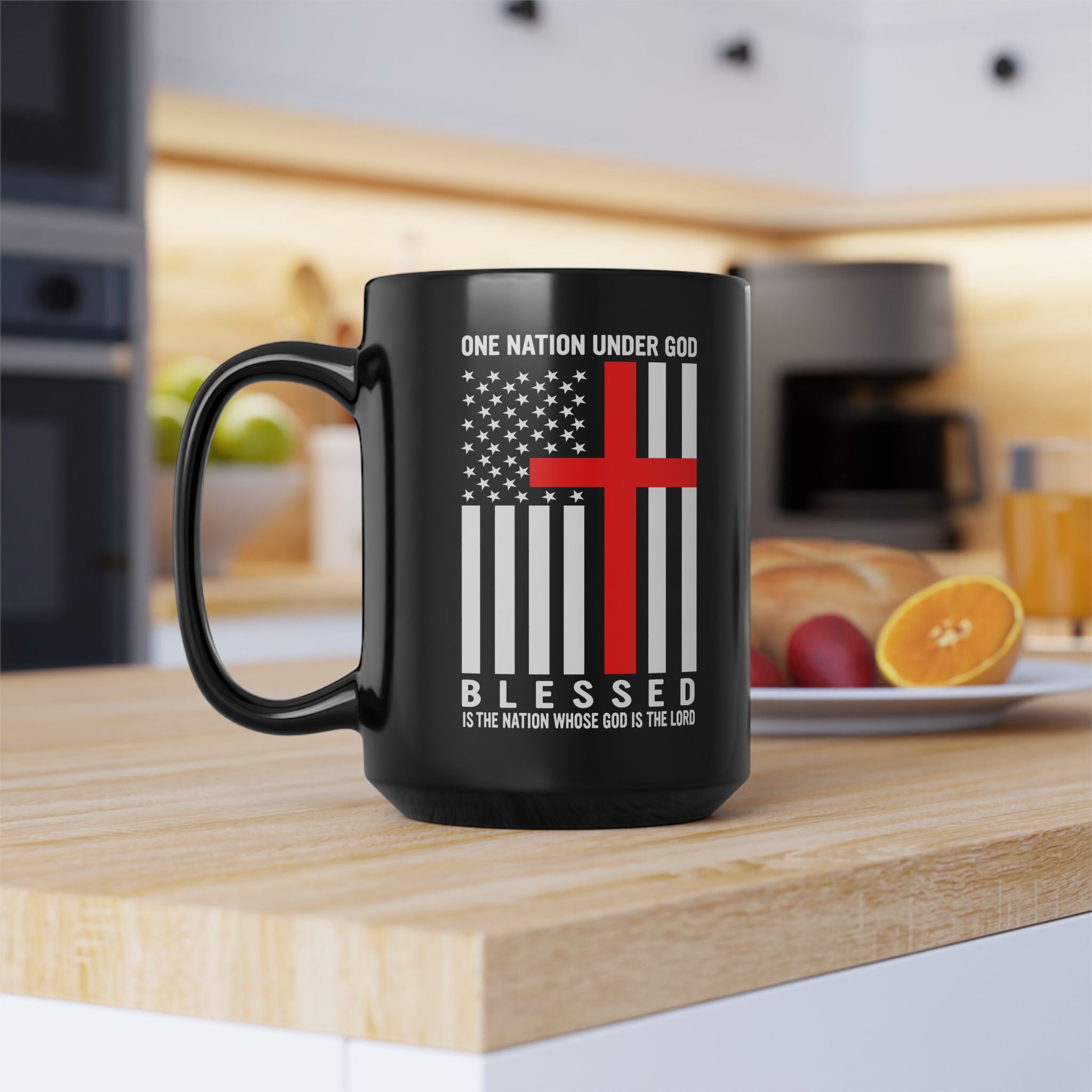One Nation under God - Black Mug, 15oz