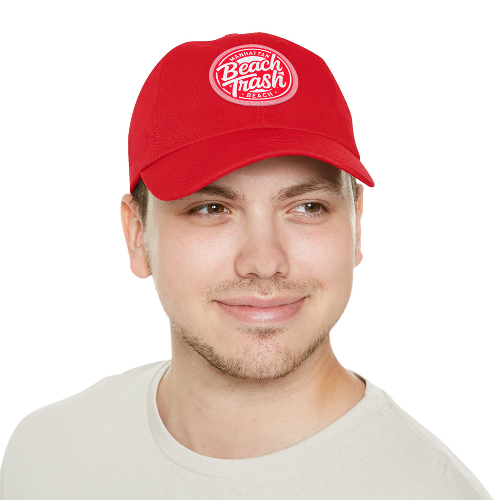 Proud to be Called Beach Trash Manhattan Beach  Leather Patch Dad Hat — Vintage Manhattan Beach Logo