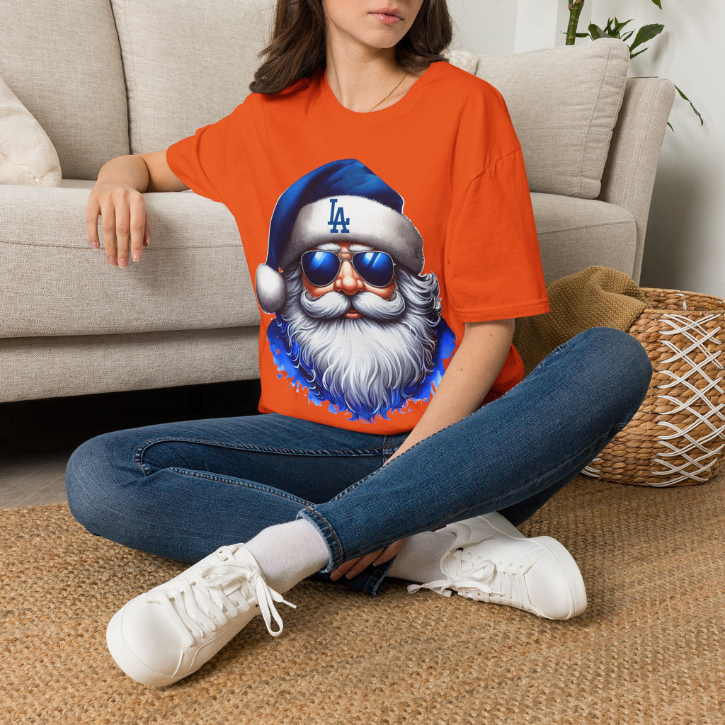 LA Dodgers Blue Santa T-Shirt — Cool Sunglasses Holiday Tee