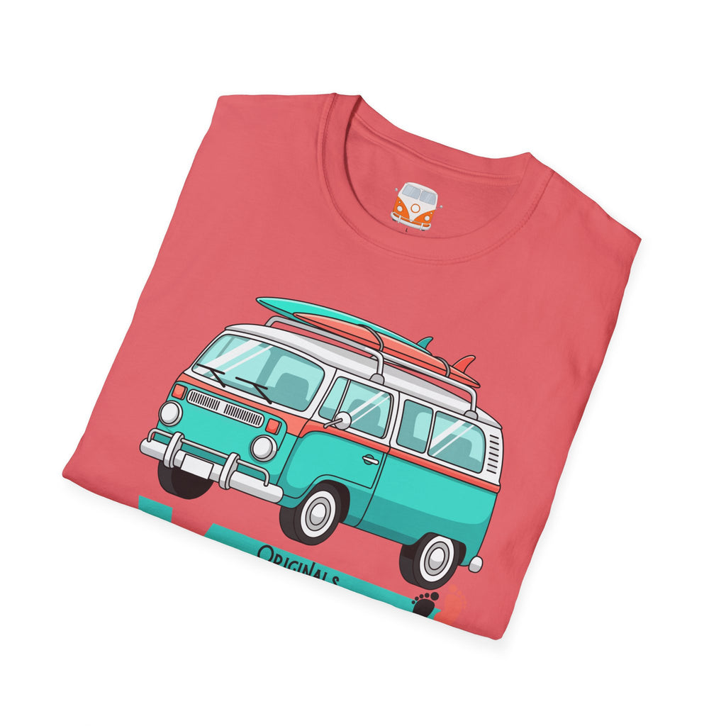 Retro Surf VW Van T-Shirt | Vintage Camper Bus Beach Tee Original Bare Feet