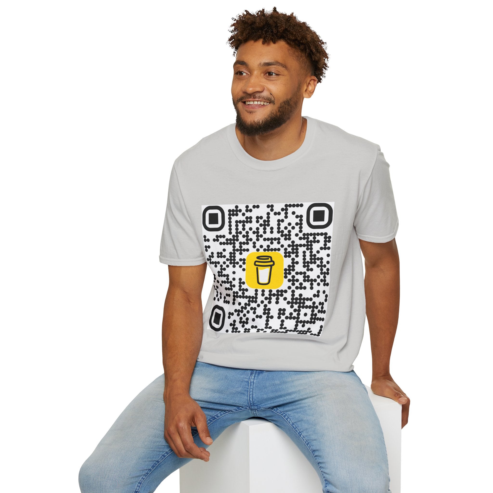 QR Code Coffee Cup T‑Shirt — Scan-to-Order Cafe Tee
