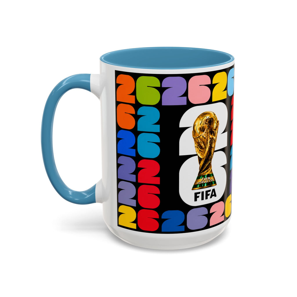 2026 World Cup Accent Coffee Mug – Colorful FIFA Trophy Design (11/15oz)