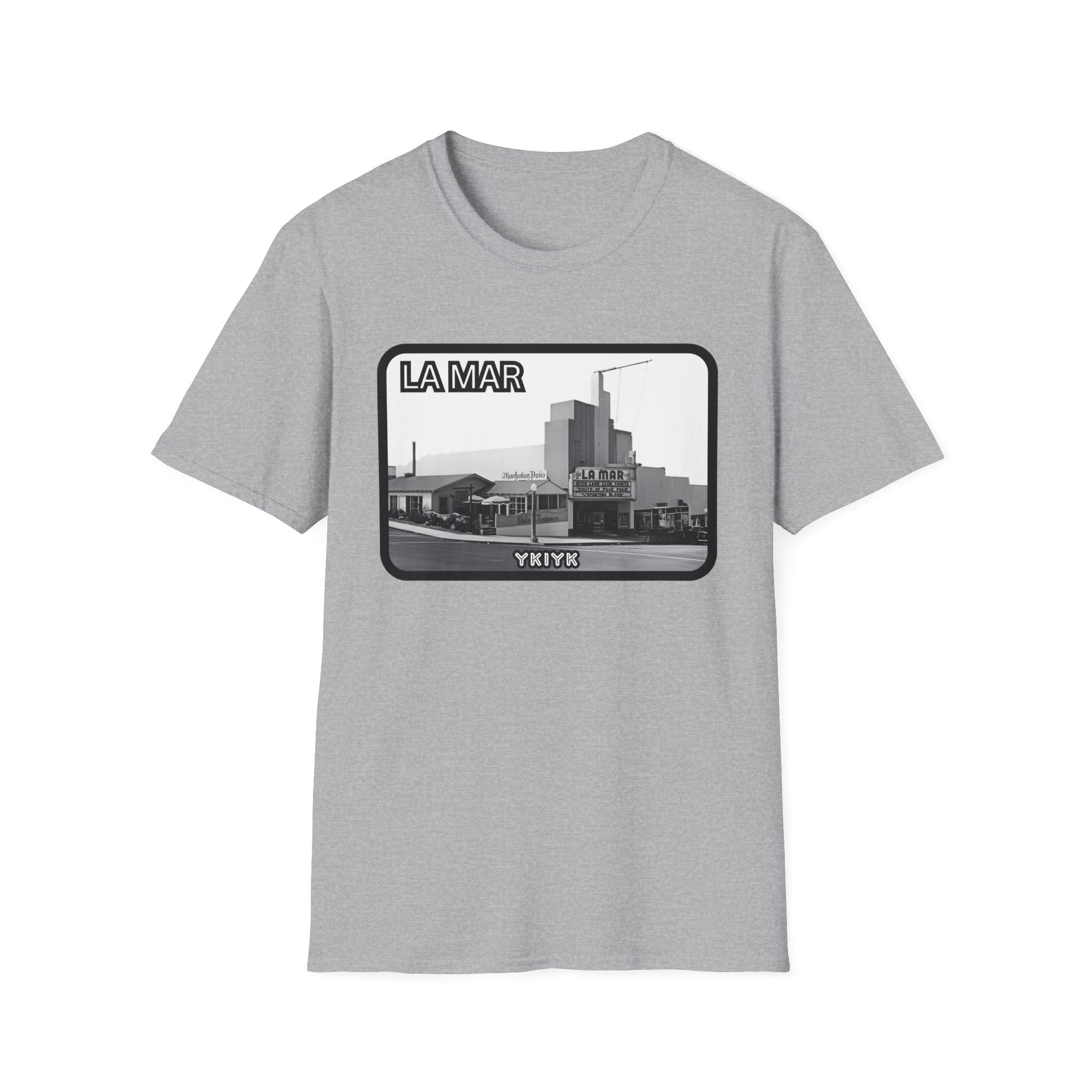 La Mar Theater Manhattan Beach  T-Shirt | Vintage Black & White Urban Graphic YKIYK