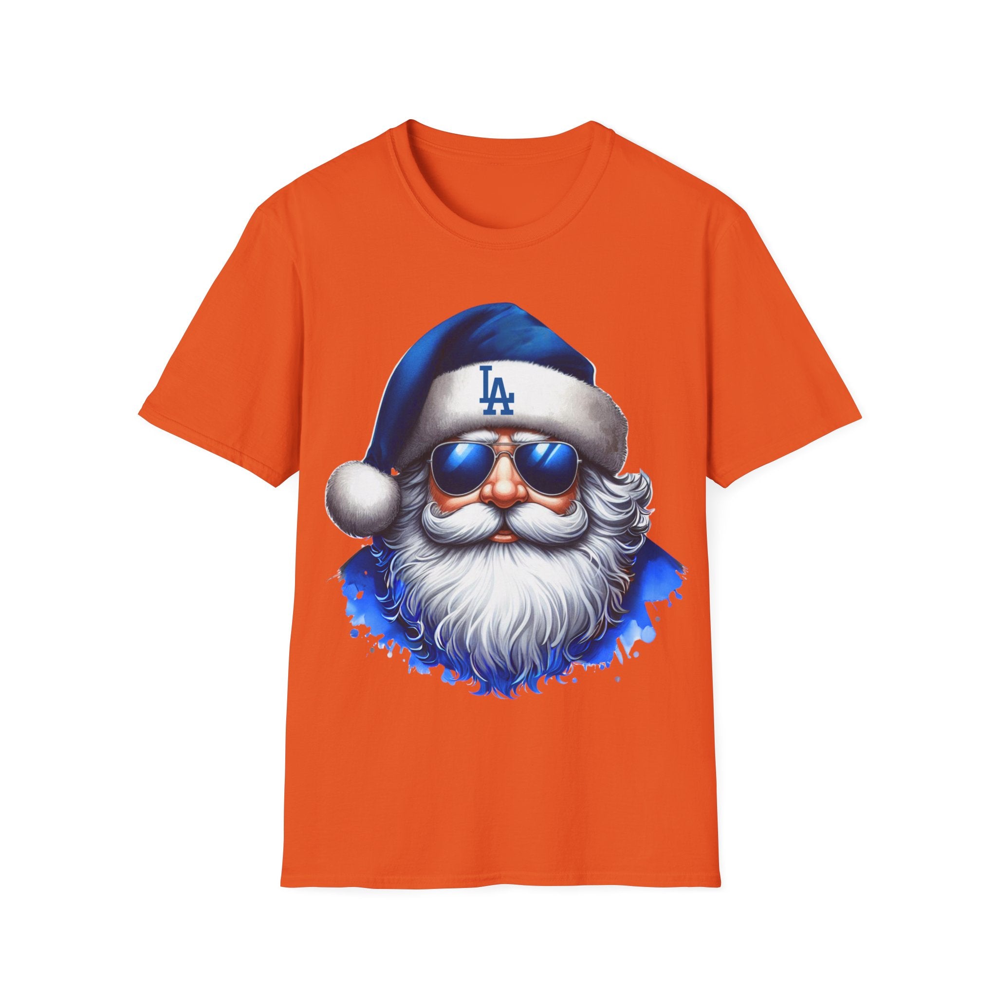 Blue Los Angeles Doyers Santa Tee | Santa Hat Graphic T-Shirt #Doyers