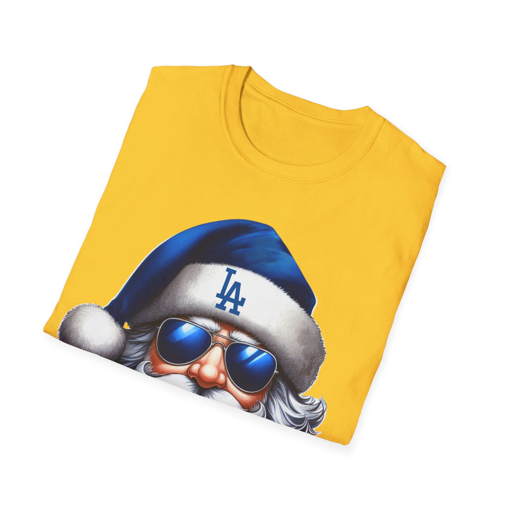 Blue Los Angeles Doyers Santa Tee | Santa Hat Graphic T-Shirt #Doyers