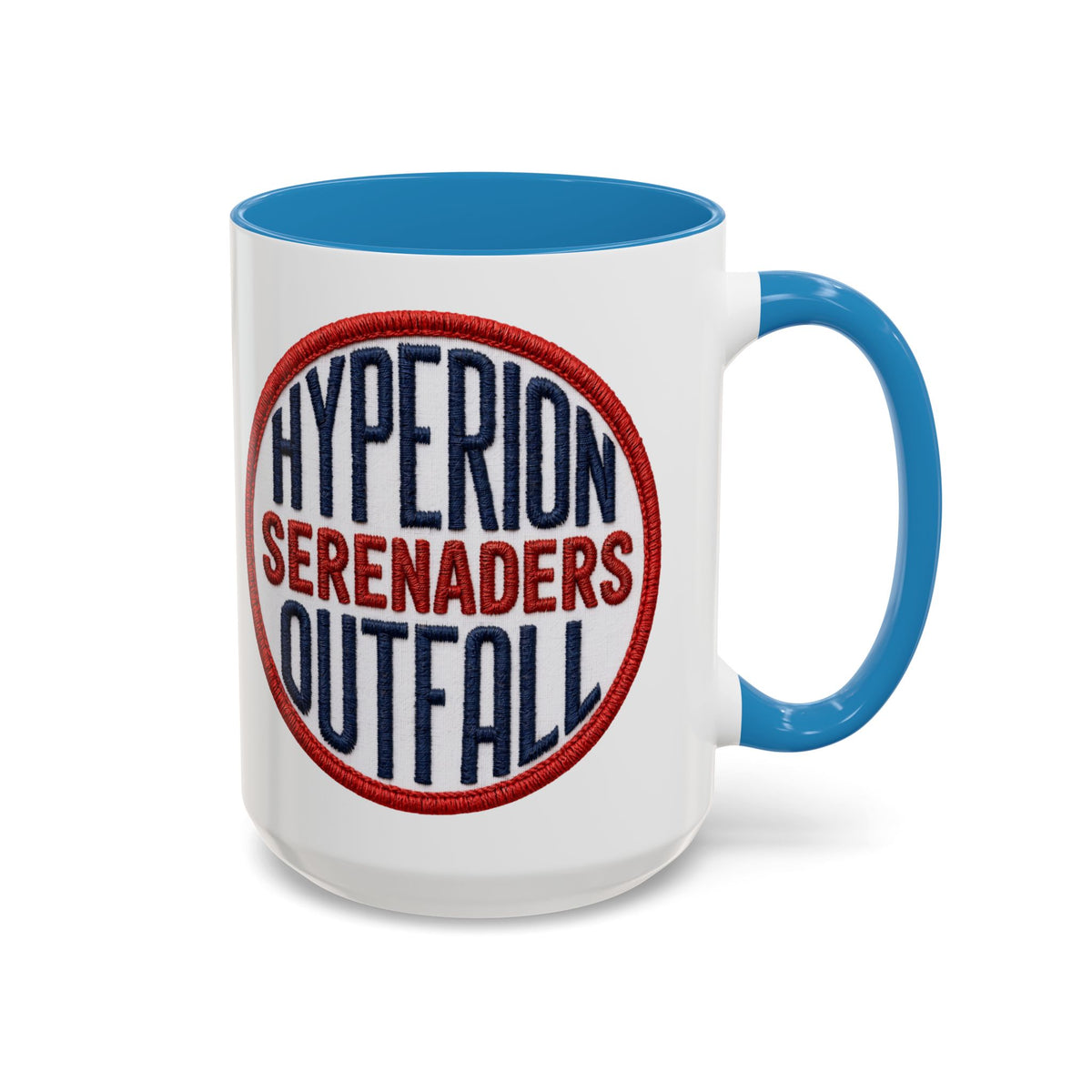 Accent Coffee Mug — "Hyperion Serenaders Outfall" Retro Patch Ceramic Mug (11/15oz)