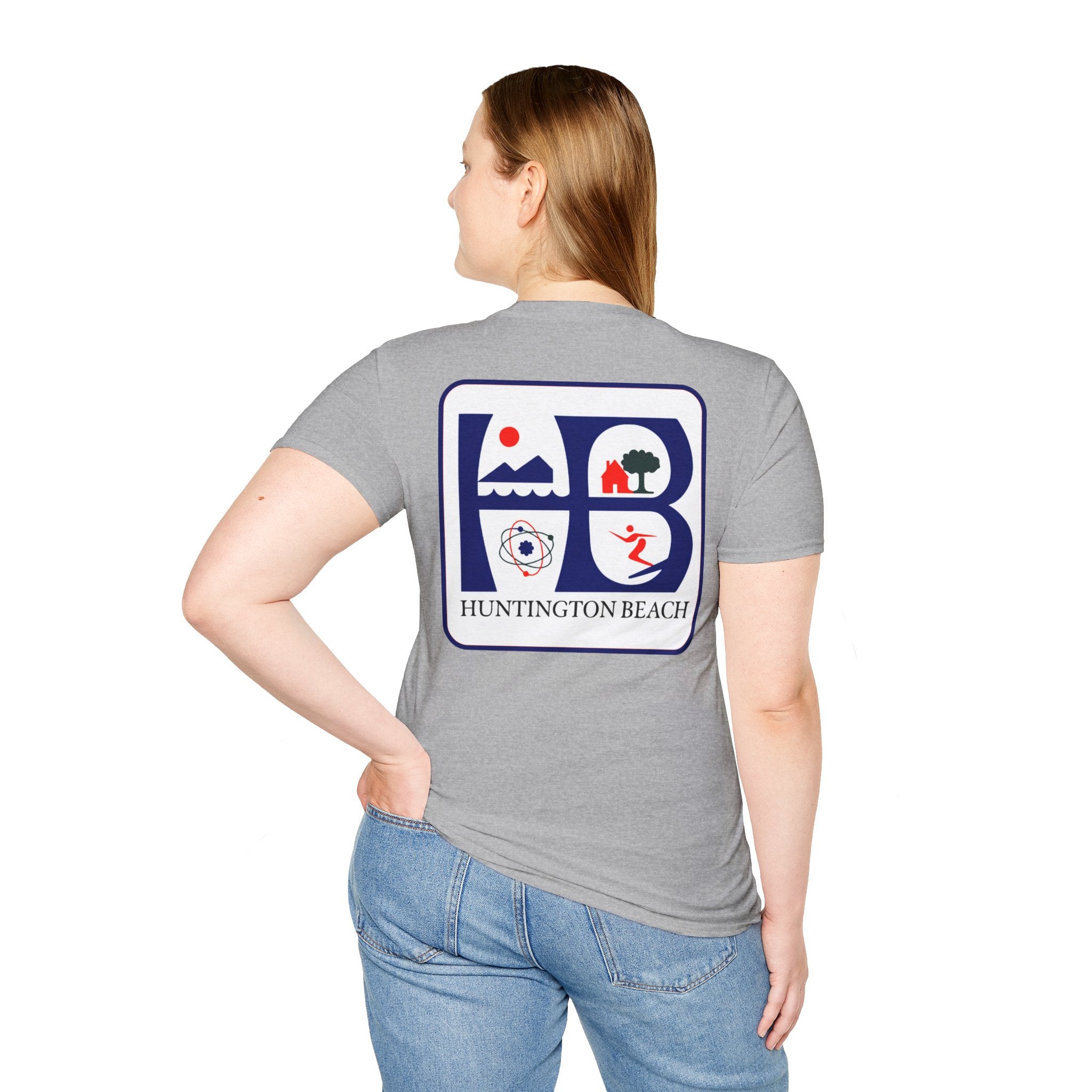 Huntington Beach Retro Logo T-Shirt — HB Surf & Sunset Tee (printed 3 side)