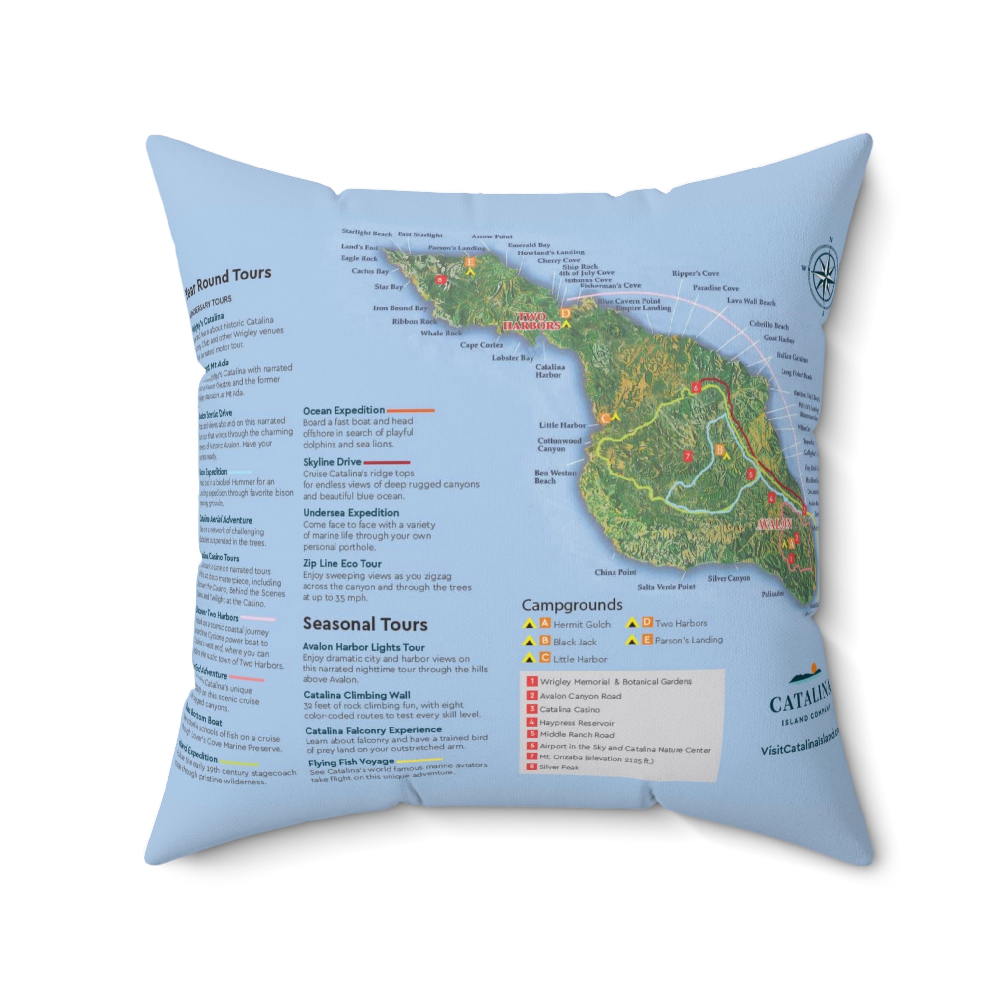 Santa Catalina Island California 90704 #3 Spun Polyester Square Pillow