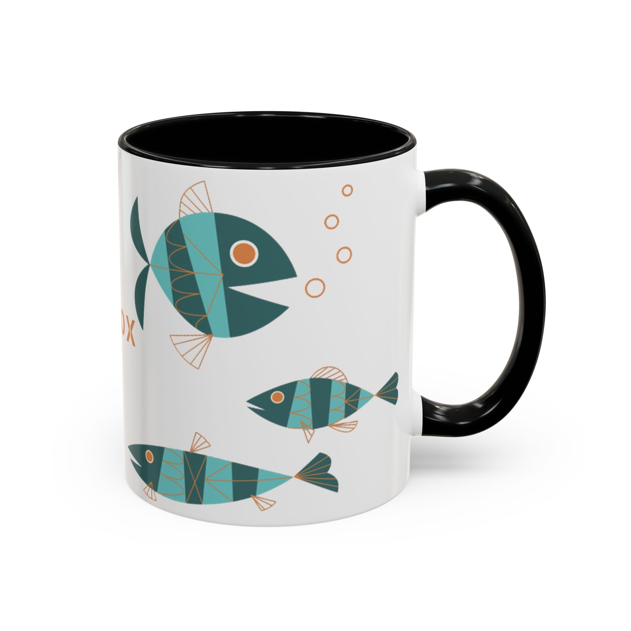 Metlox Pottery Teal Geometric Fish Mug | Accent Coffee Mug
