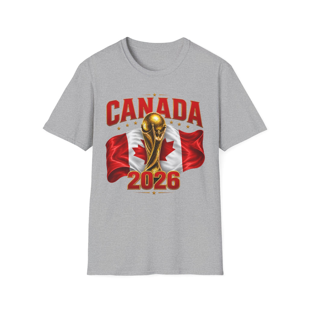 Canada 2026 World Cup T-Shirt — Canadian Soccer Fan Tee with Trophy & Flag