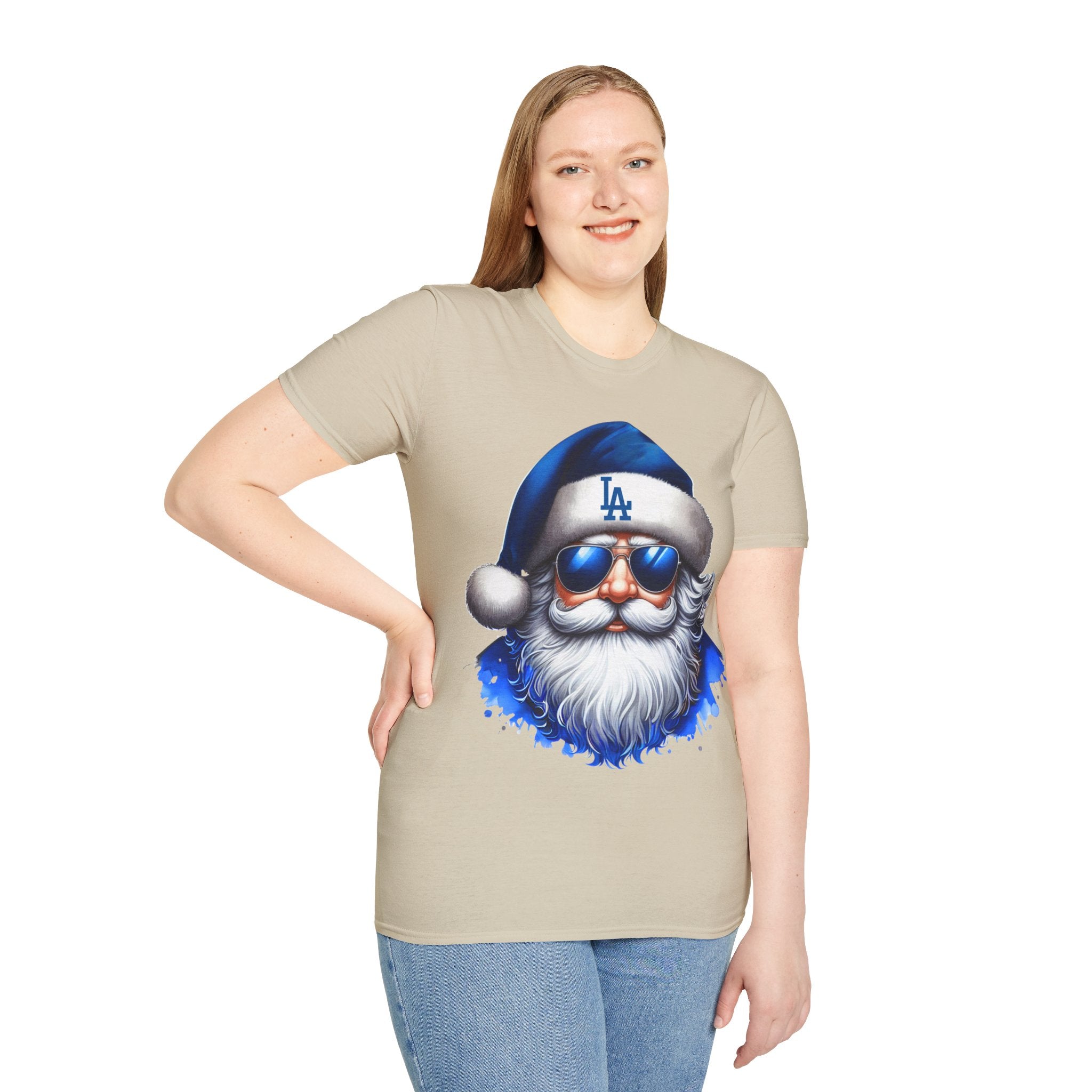 LA Dodgers Blue Santa T-Shirt — Cool Sunglasses Holiday Tee