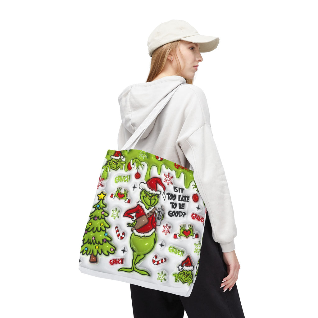 Christmas Tote Bag, Holiday Shopping Bag, Grinch Gift, Festive Reusable Bag, Cute Winter Accessory