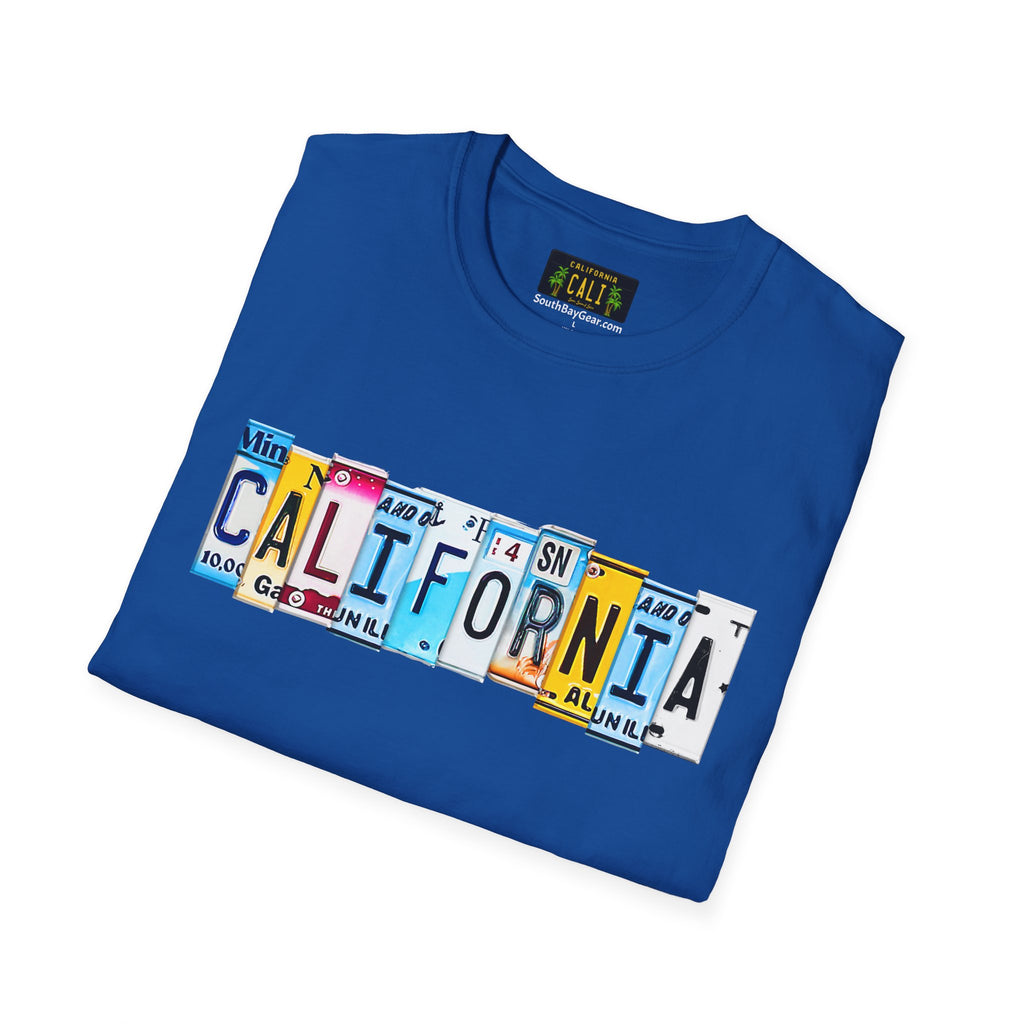 California License Plate Letters T-Shirt | Vintage Road Trip State Tee
