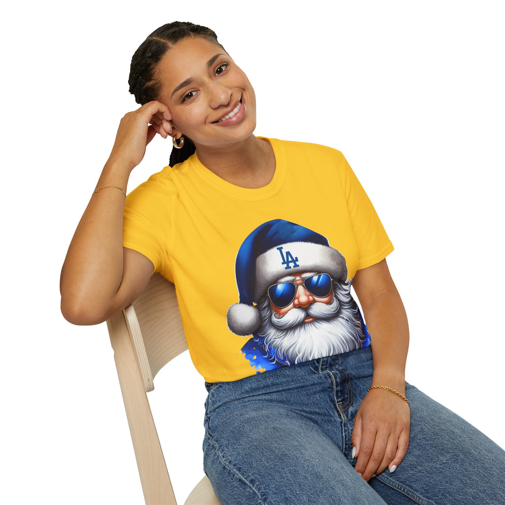 LA Dodgers Blue Santa T-Shirt — Cool Sunglasses Holiday Tee