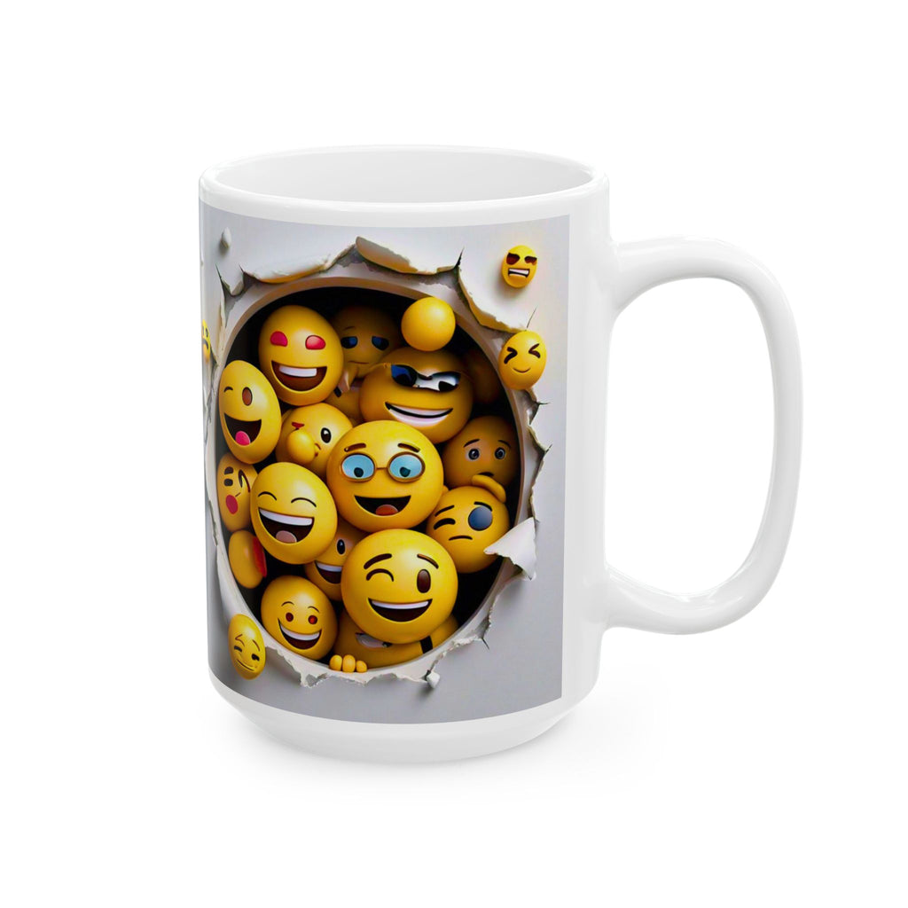 Popping Emojis Mug | Laughing Smileys Ceramic Coffee Mug