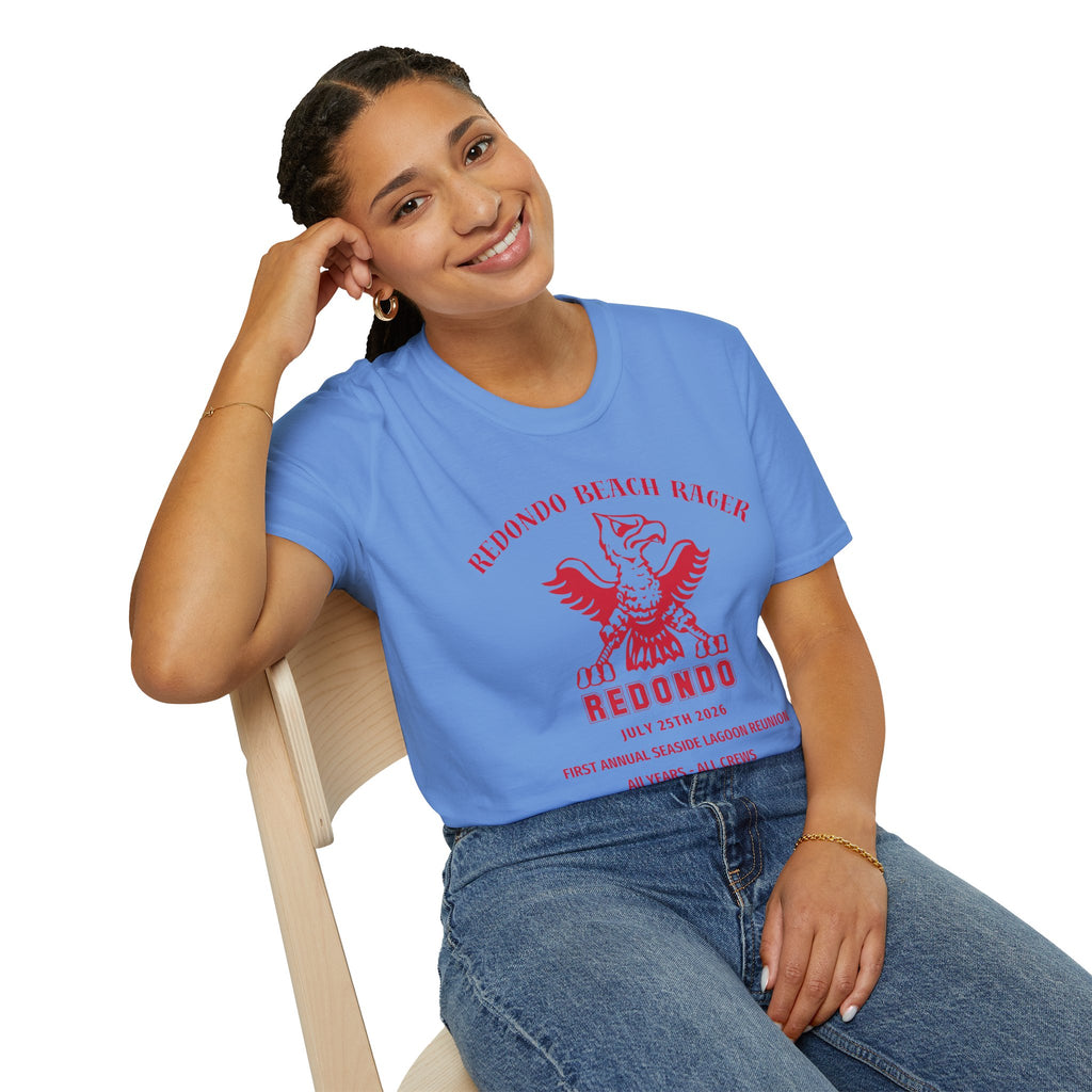 Redondo Beach Rager T-Shirt — Vintage School Spirit Graphic Tee - First Annual All Class Reunion 7-25-26 at Seaside Lagoon Redondo Beach