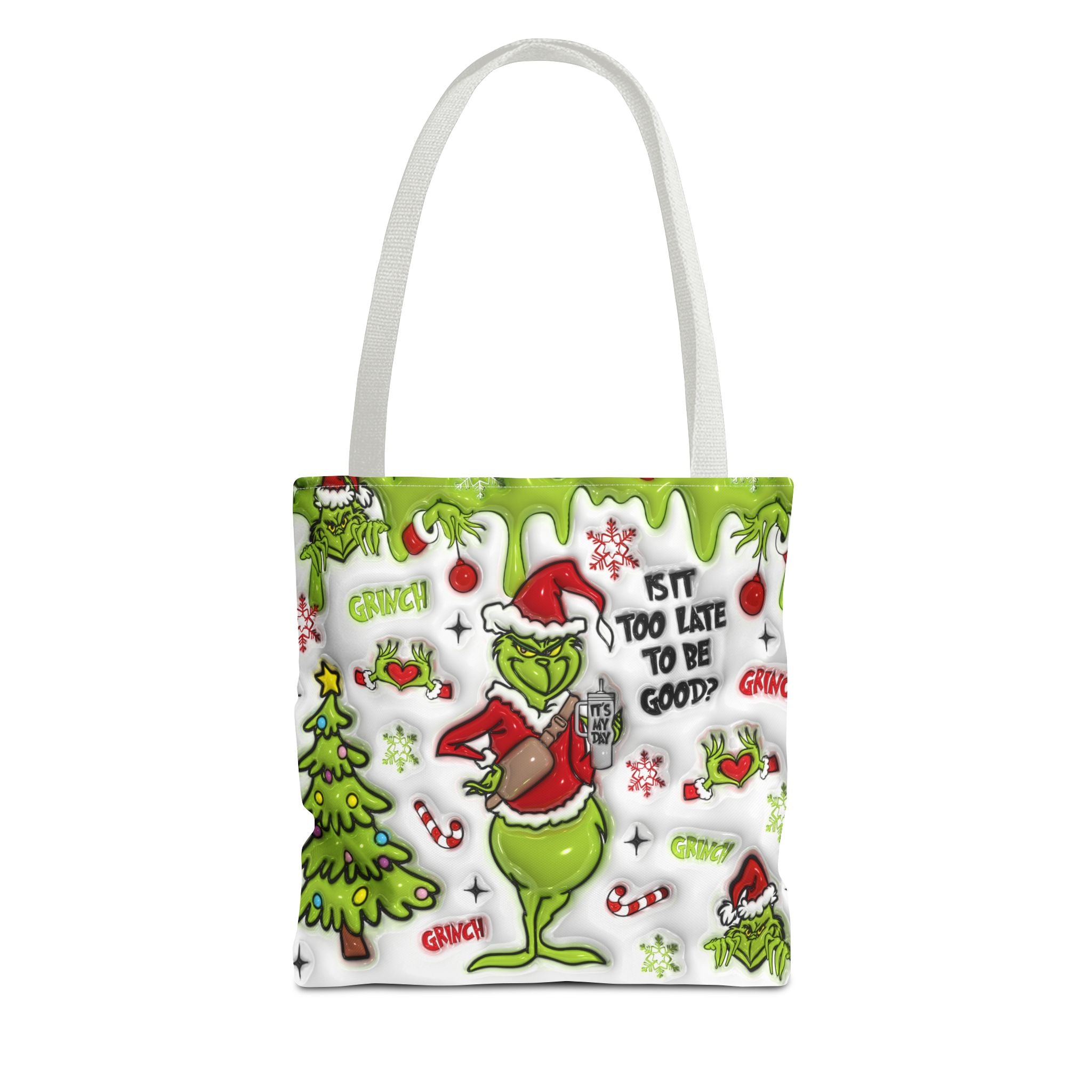 Christmas Tote Bag, Holiday Shopping Bag, Grinch Gift, Festive Reusable Bag, Cute Winter Accessory