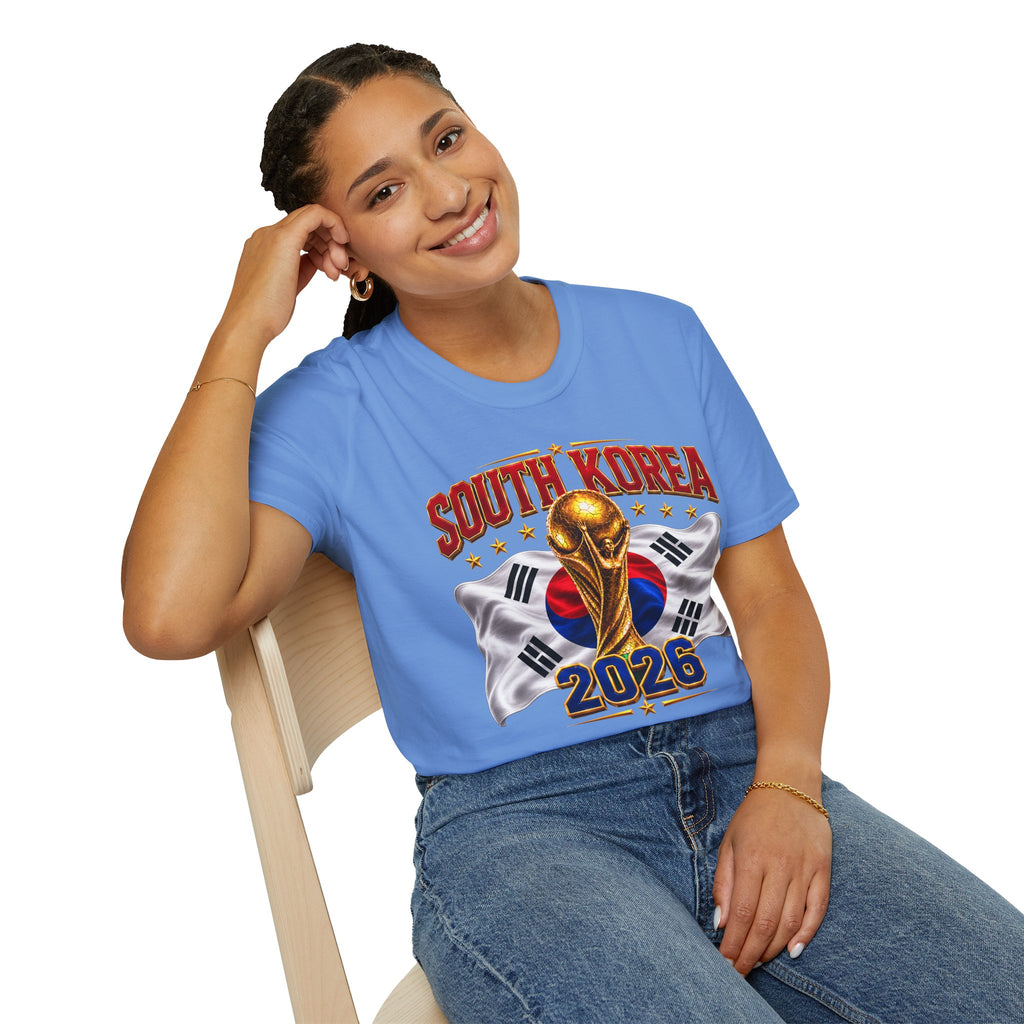 South Korea 2026 Soccer World Cup T-Shirt — Korean Flag & Trophy Football Fan Tee