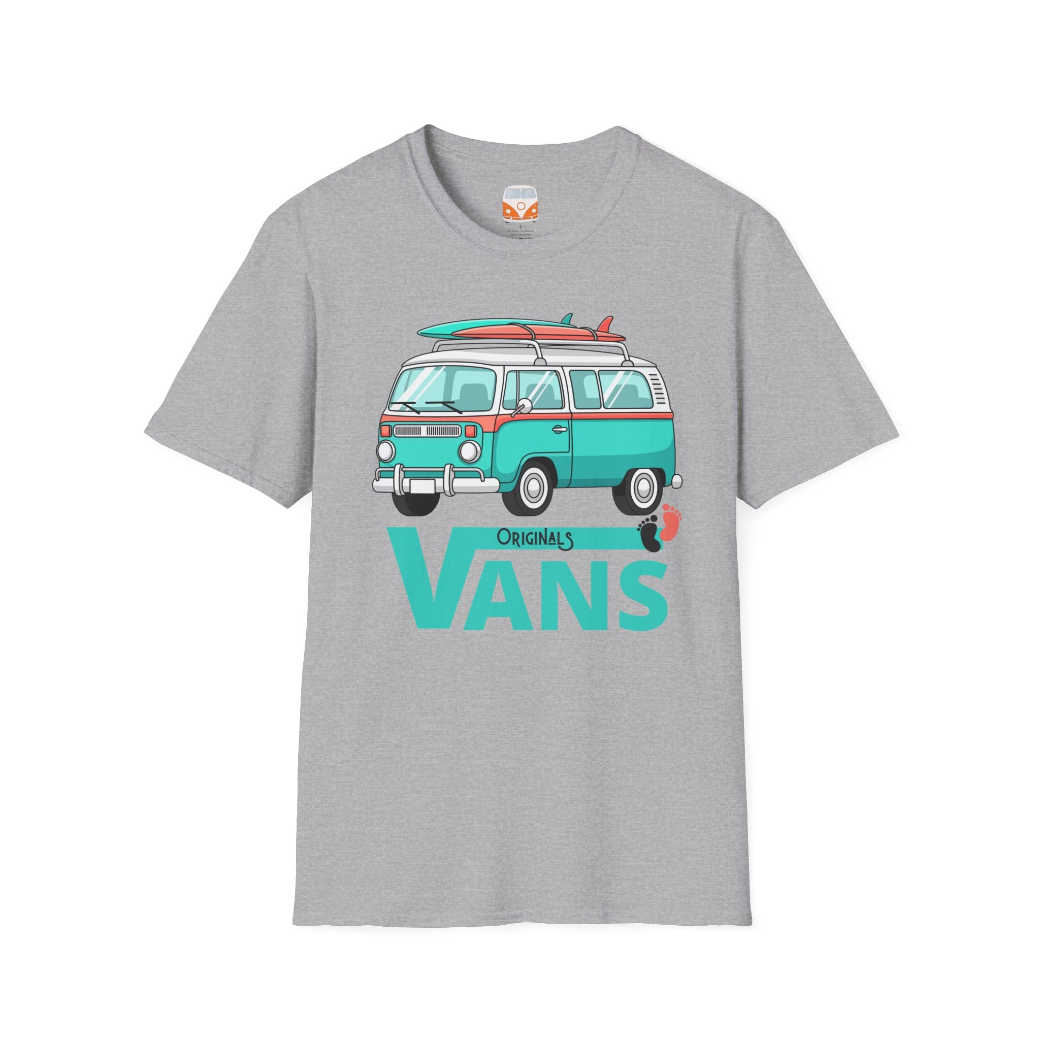 Retro Surf VW Van T-Shirt | Vintage Camper Bus Beach Tee Original Bare Feet