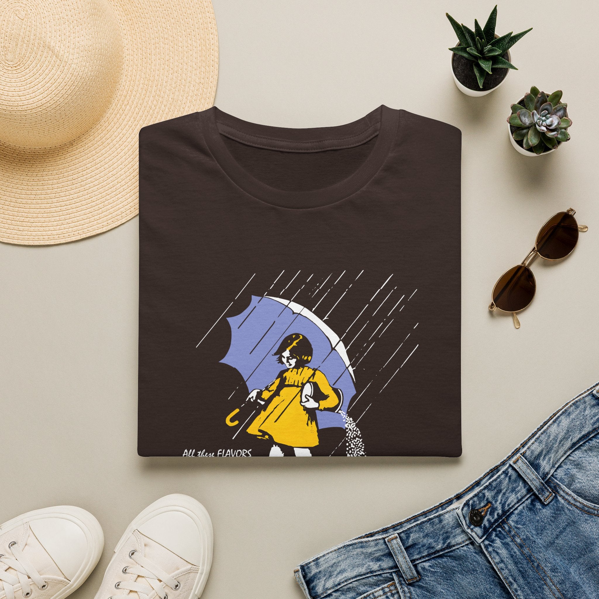 Salty Rainy Day Graphic T-Shirt — Girl with Umbrella Illustration