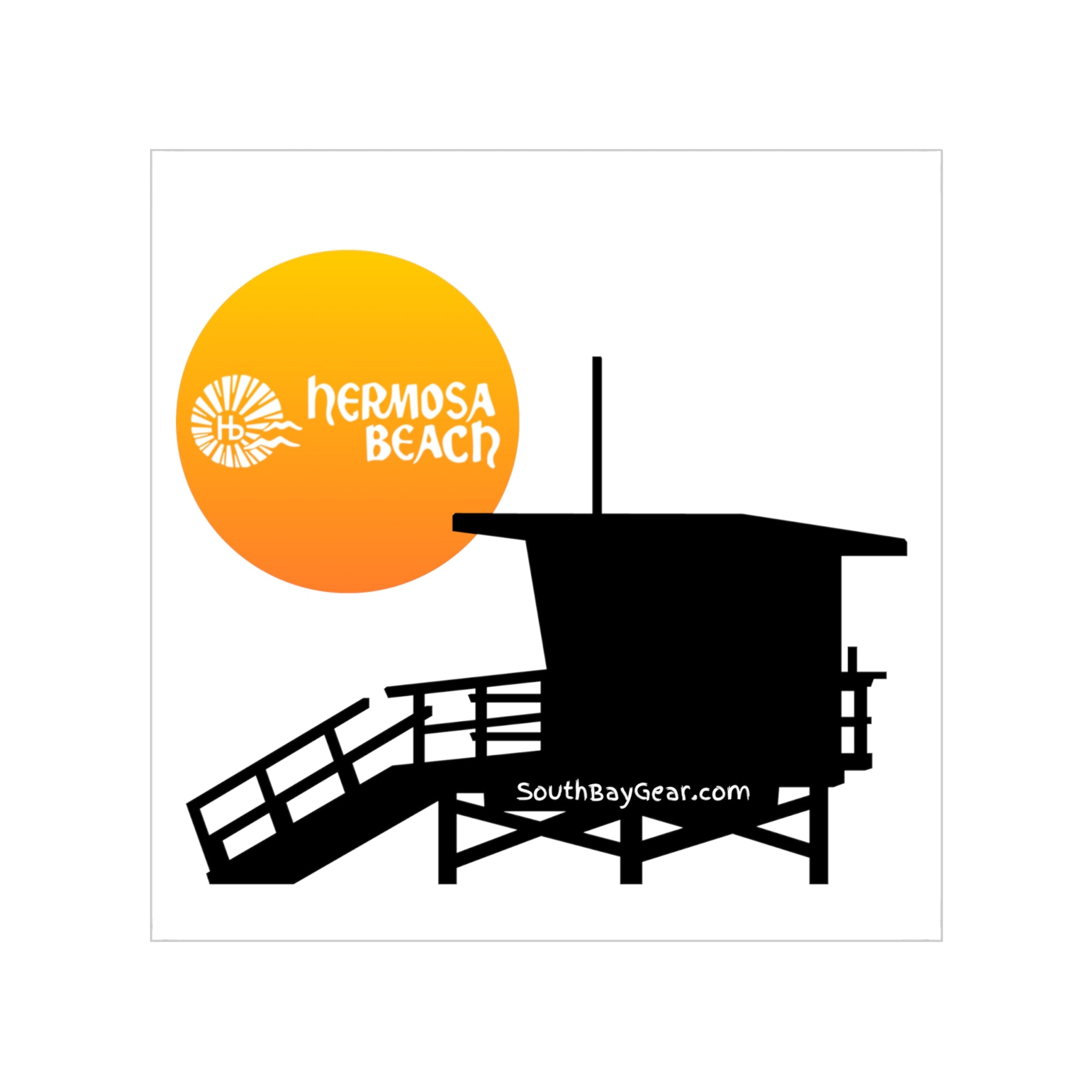 Hermosa Beach Lifeguard Stand Transparent Outdoor Stickers, Square, 1pc
