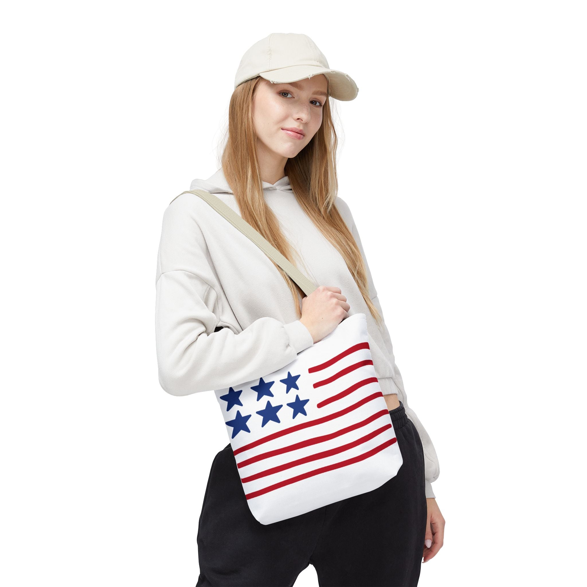 American Flag Stars & Stripes Tote Bag — Patriotic Canvas Beach Grocery Bag