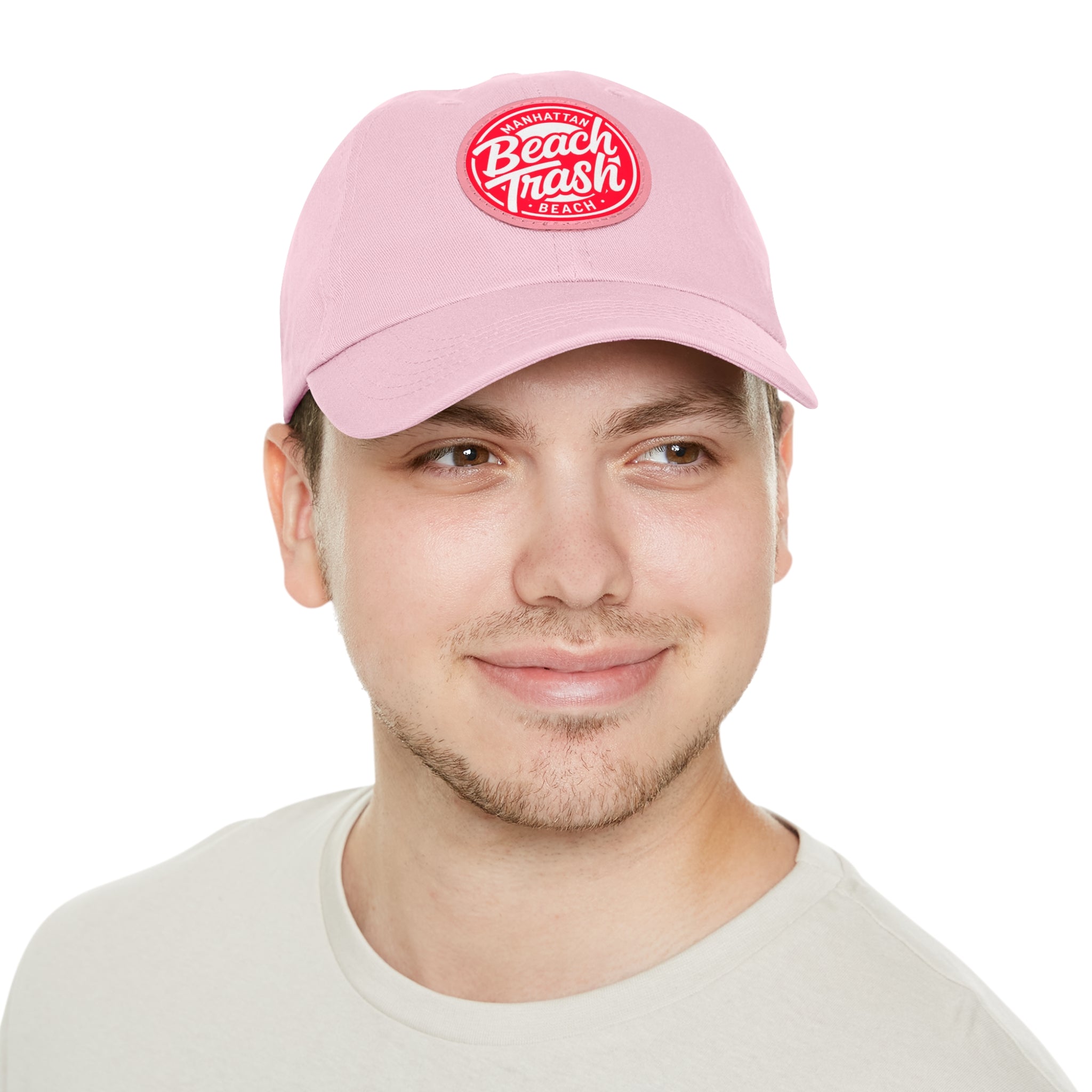 Proud to be Called Beach Trash Manhattan Beach  Leather Patch Dad Hat — Vintage Manhattan Beach Logo