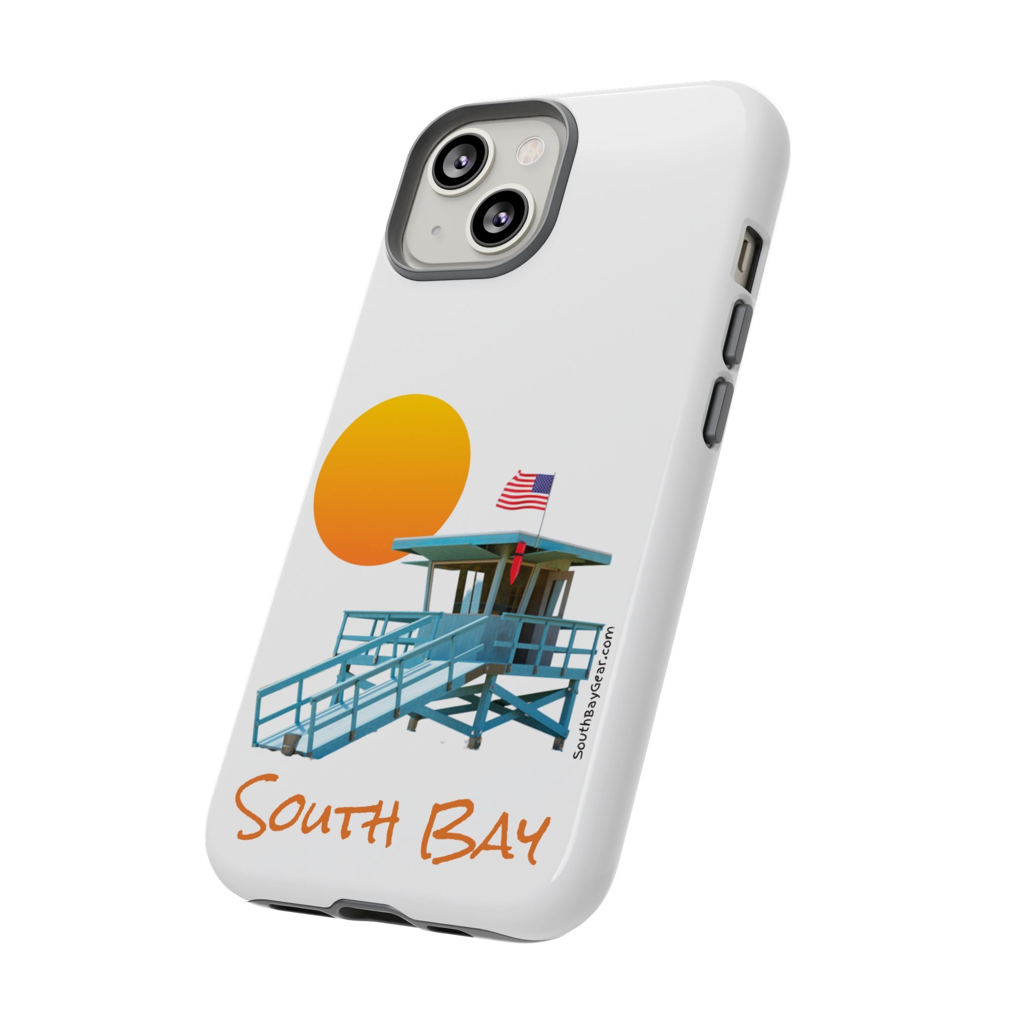 South Bay Lifeguard Stand with American Flag Tough Phone Cases