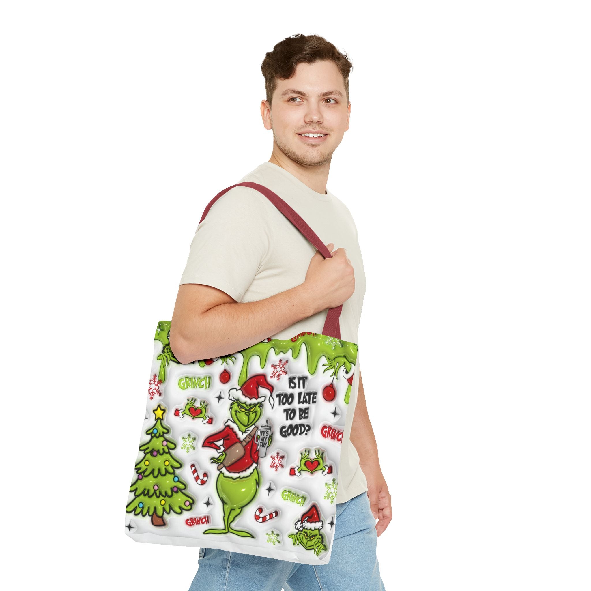 Christmas Tote Bag, Holiday Shopping Bag, Grinch Gift, Festive Reusable Bag, Cute Winter Accessory