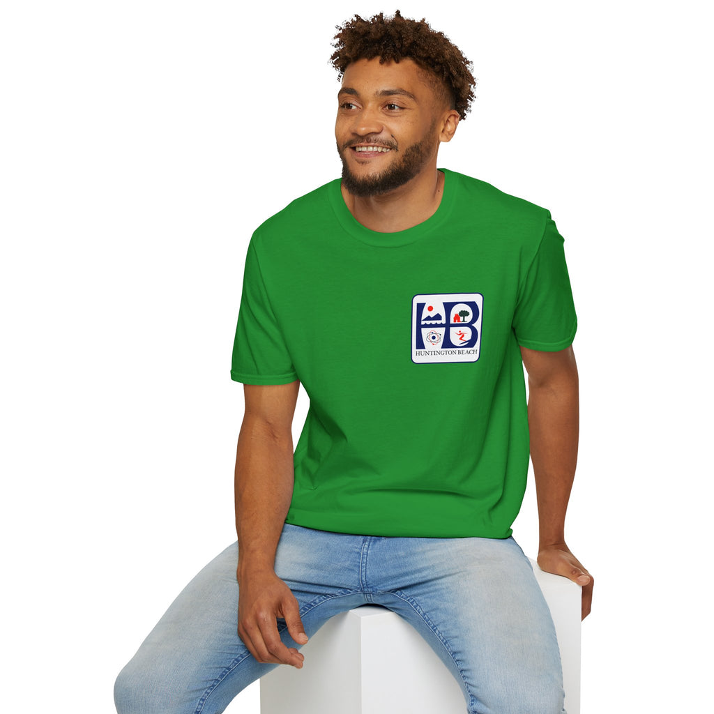 Huntington Beach Retro Logo T-Shirt — HB Surf & Sunset Tee (printed 3 side)