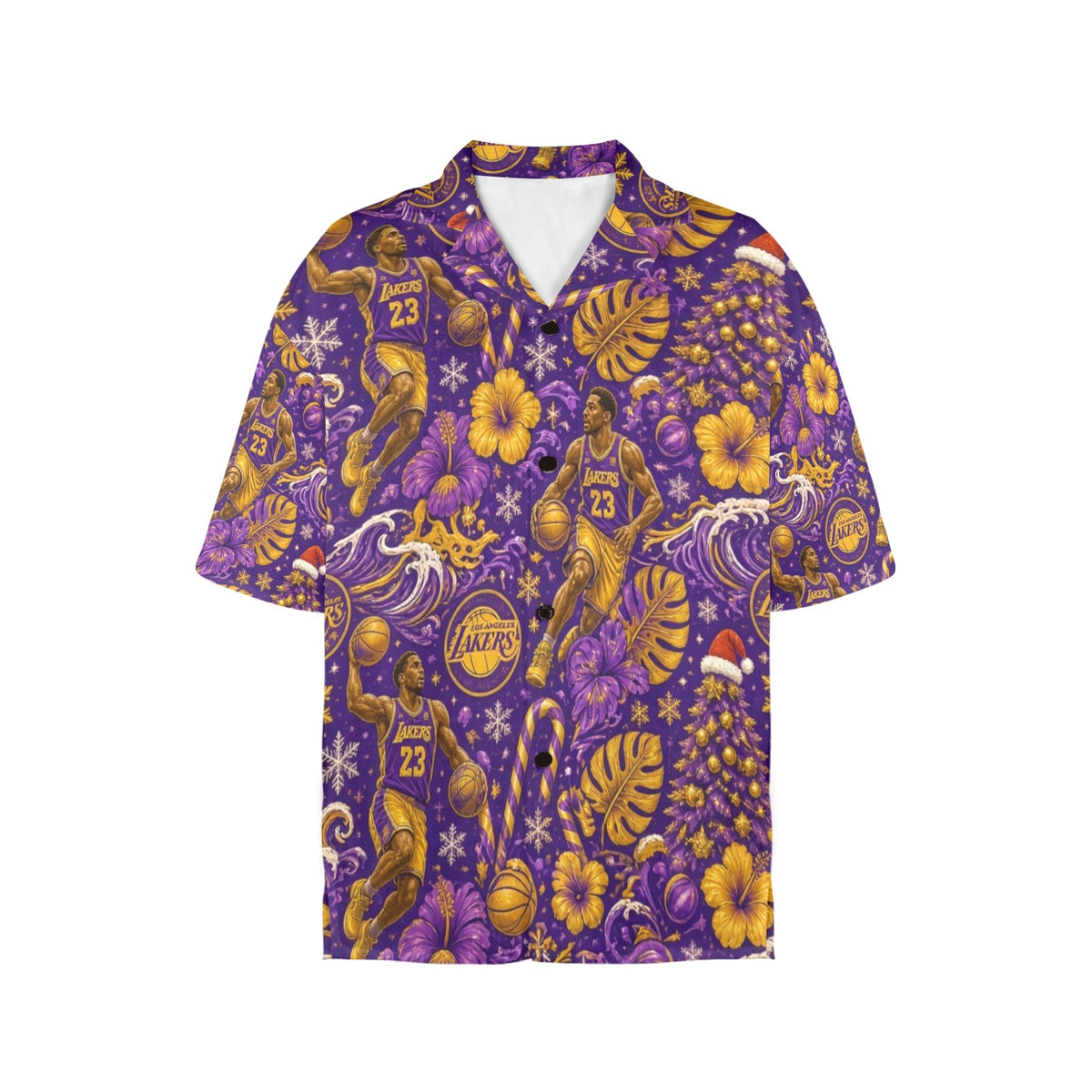 Lakers Christmas omen's All Over Print Hawaiian Shirt （Made in USA Ships to USA Only）