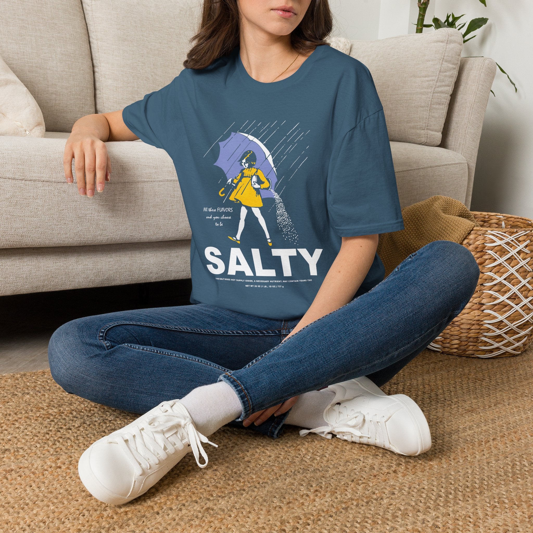 Salty Rainy Day Graphic T-Shirt — Girl with Umbrella Illustration