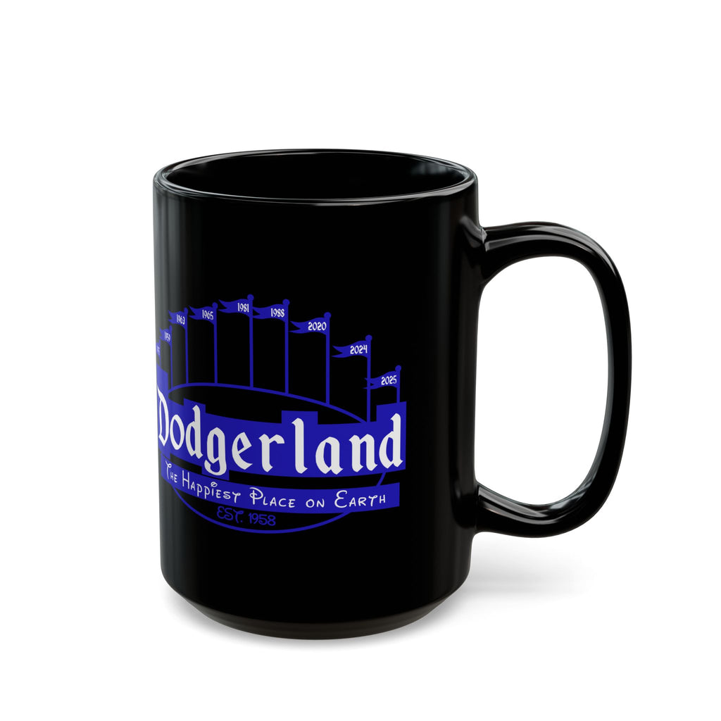 DodgerLAnd skyline logo Mug 2025 Champions | Black ceramic coffee mug