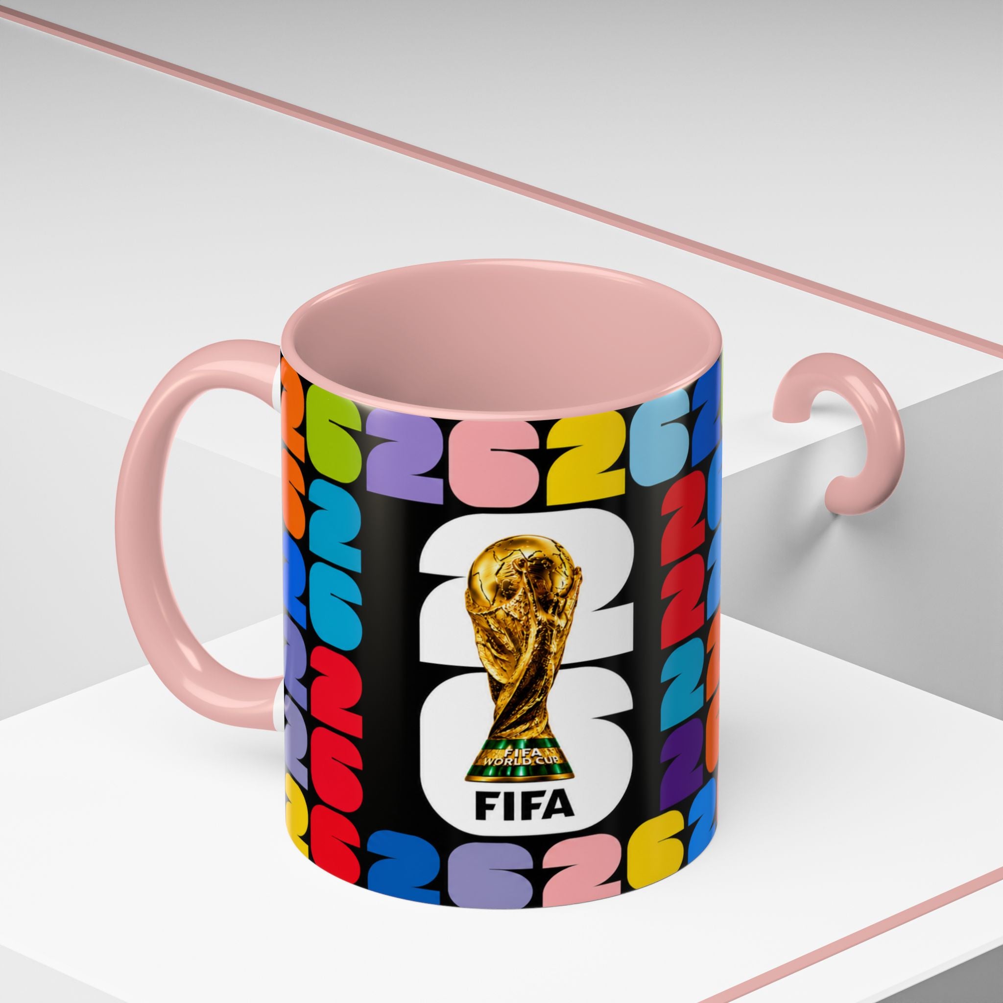 2026 World Cup Accent Coffee Mug – Colorful FIFA Trophy Design (11/15oz)