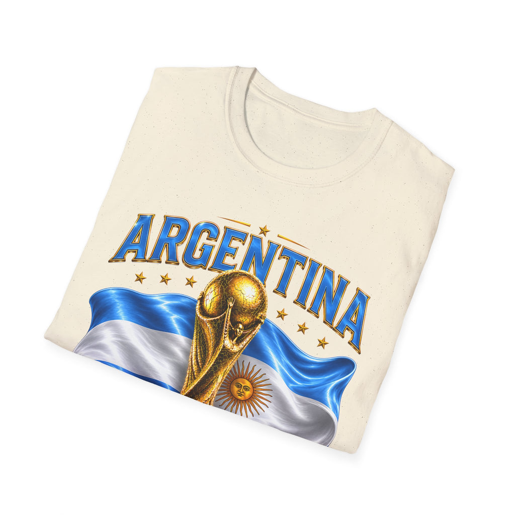 Argentina 2026 World Cup T-Shirt — Golden Trophy & Flag Soccer Fan Tee