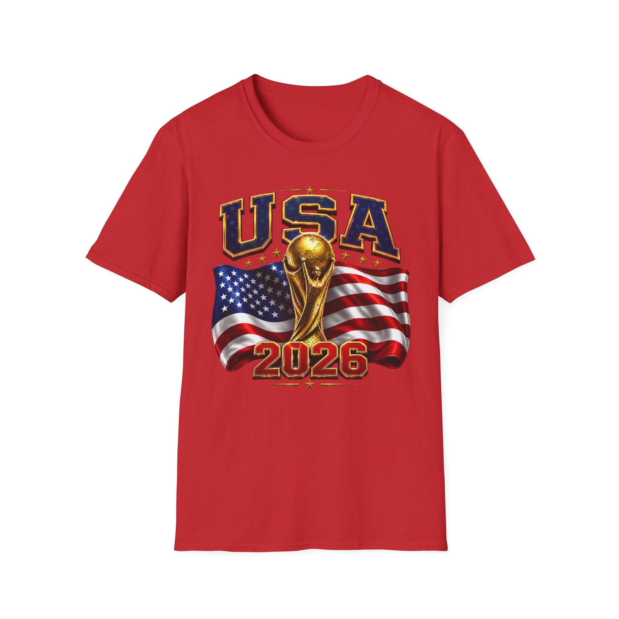 USA World Cup 2026 Soccer T-Shirt – American Flag & Trophy Design