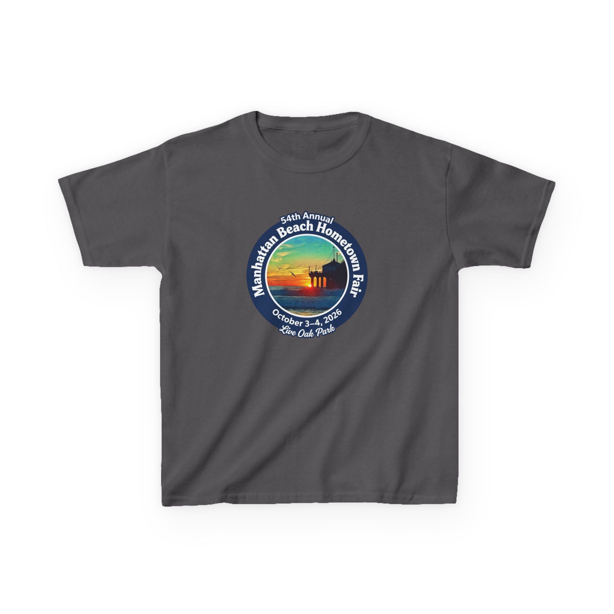 Kids Tee — Manhattan Beach Hometown Fair 2026 Sunset Logo