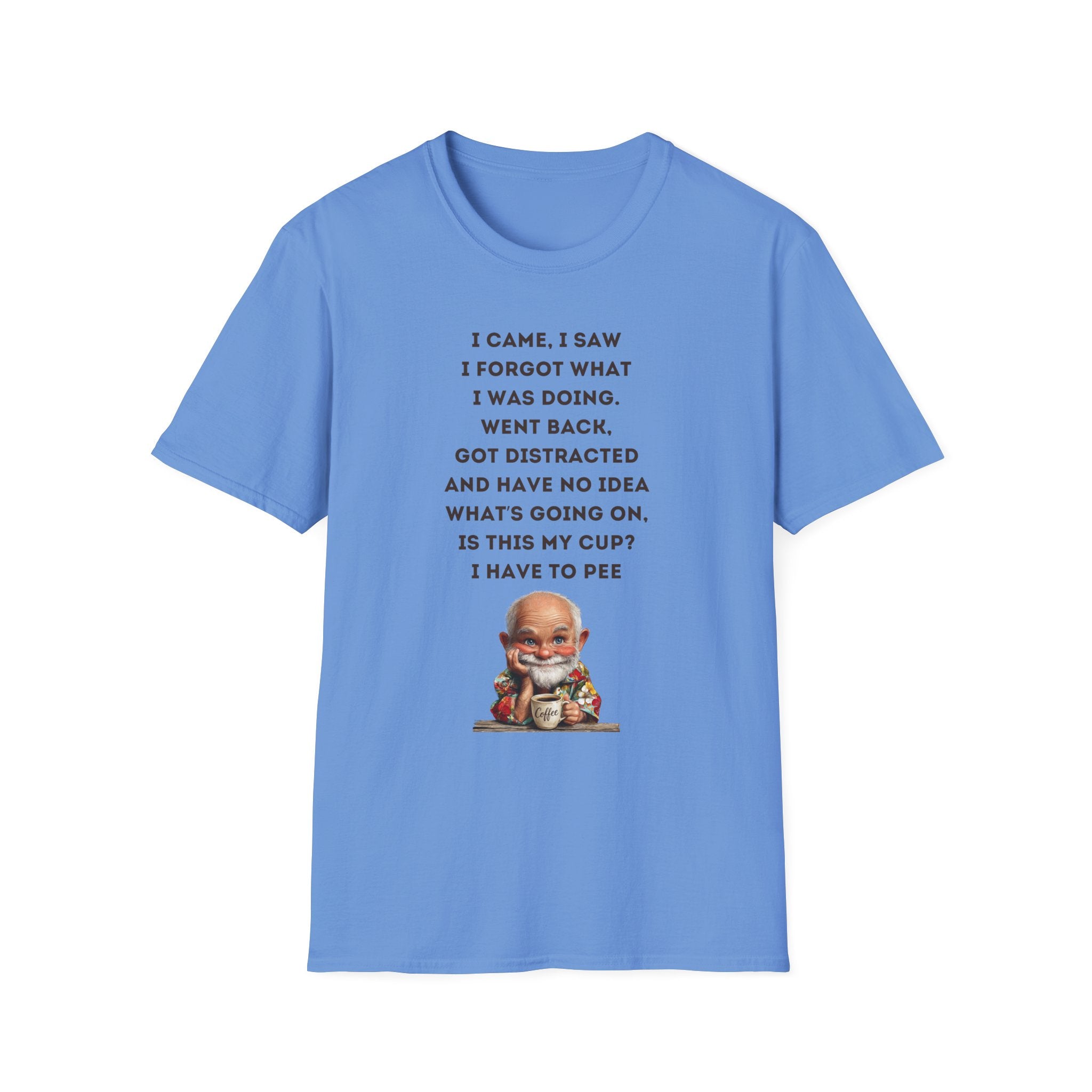 Funny Forgetful Grandpa Quote T-Shirt | Retro Grandpa I Got to Pee Illustration