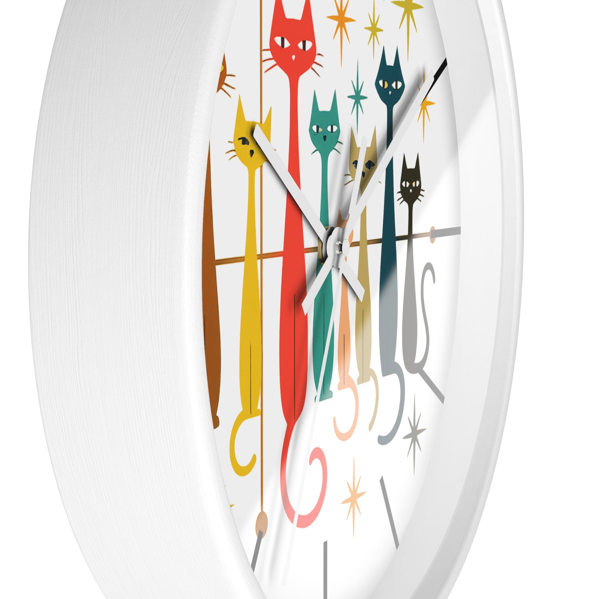 Mid Century Modern Cats Wall Clock | Retro Atomic Kitty Design