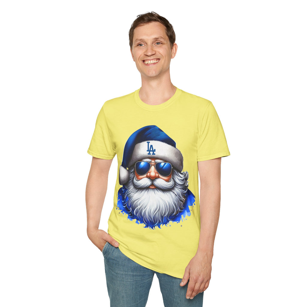 LA Dodgers Blue Santa T-Shirt — Cool Sunglasses Holiday Tee