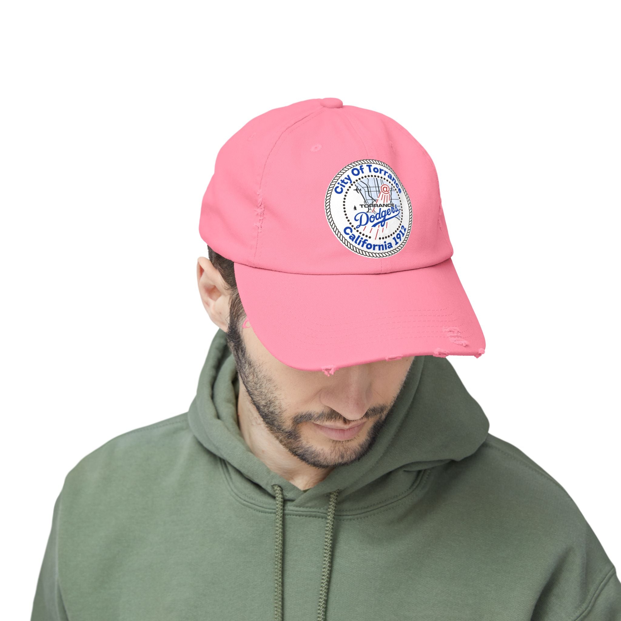 Distressed Baseball Cap with Torrance Dodgers Patch