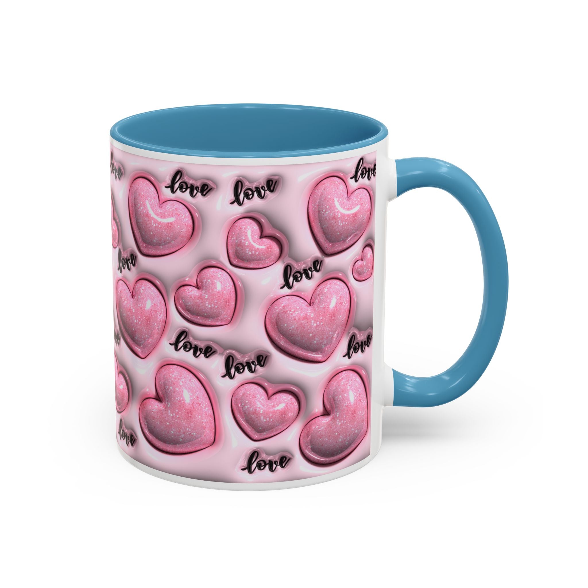 Pink Heart Pattern love Mug | Accent Coffee Mug 11oz 15oz