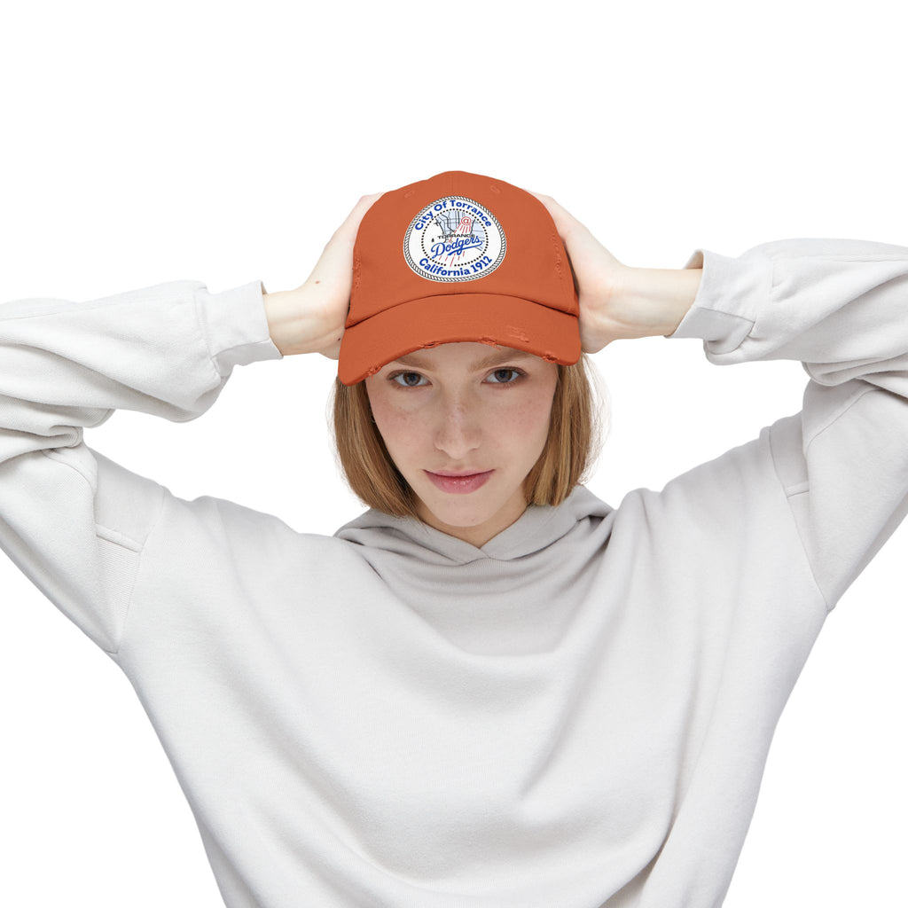 Distressed Baseball Cap with Torrance Dodgers Patch