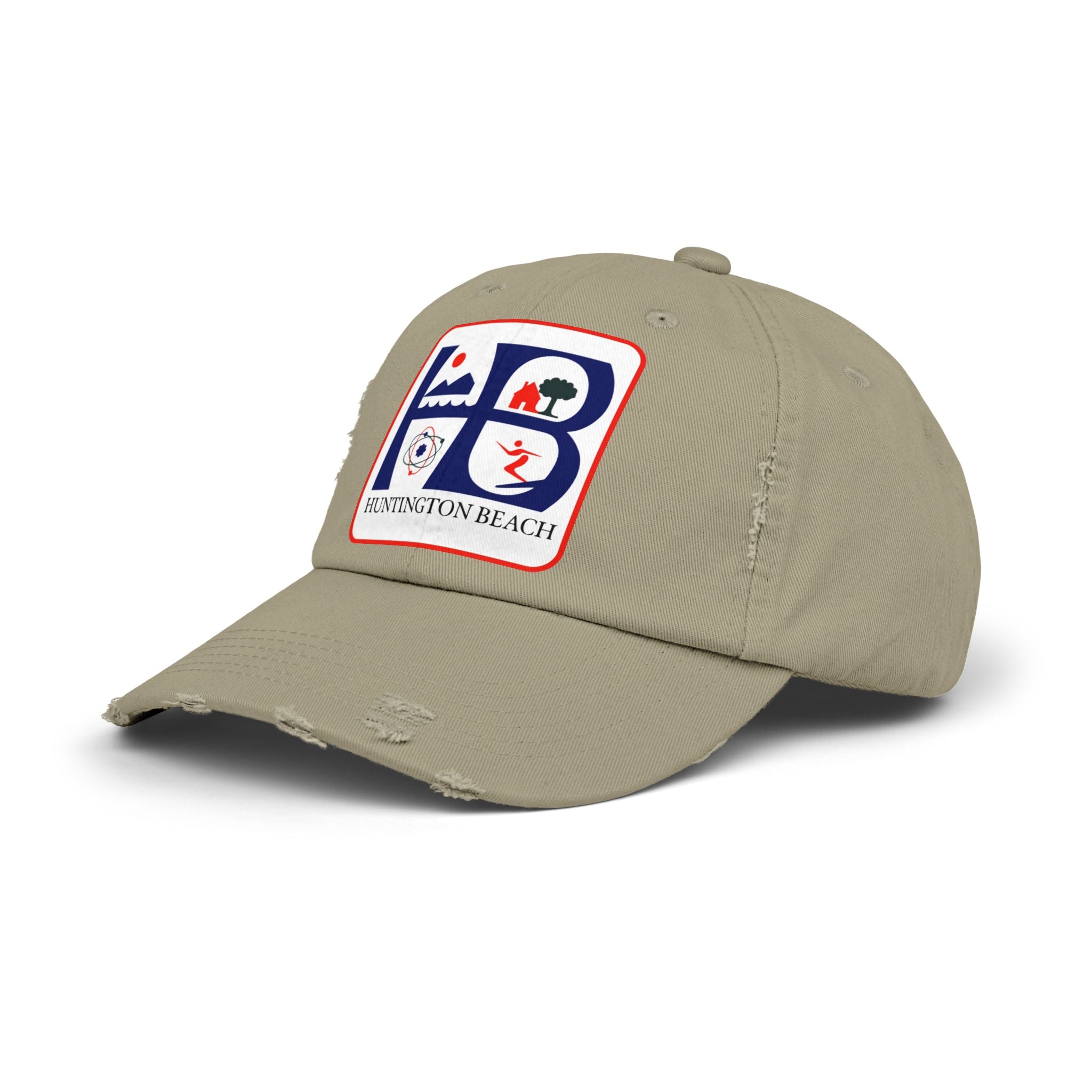 Huntington Beach Distressed Mom and Dad Hat — Vintage Surf & Coastal Patch Cap