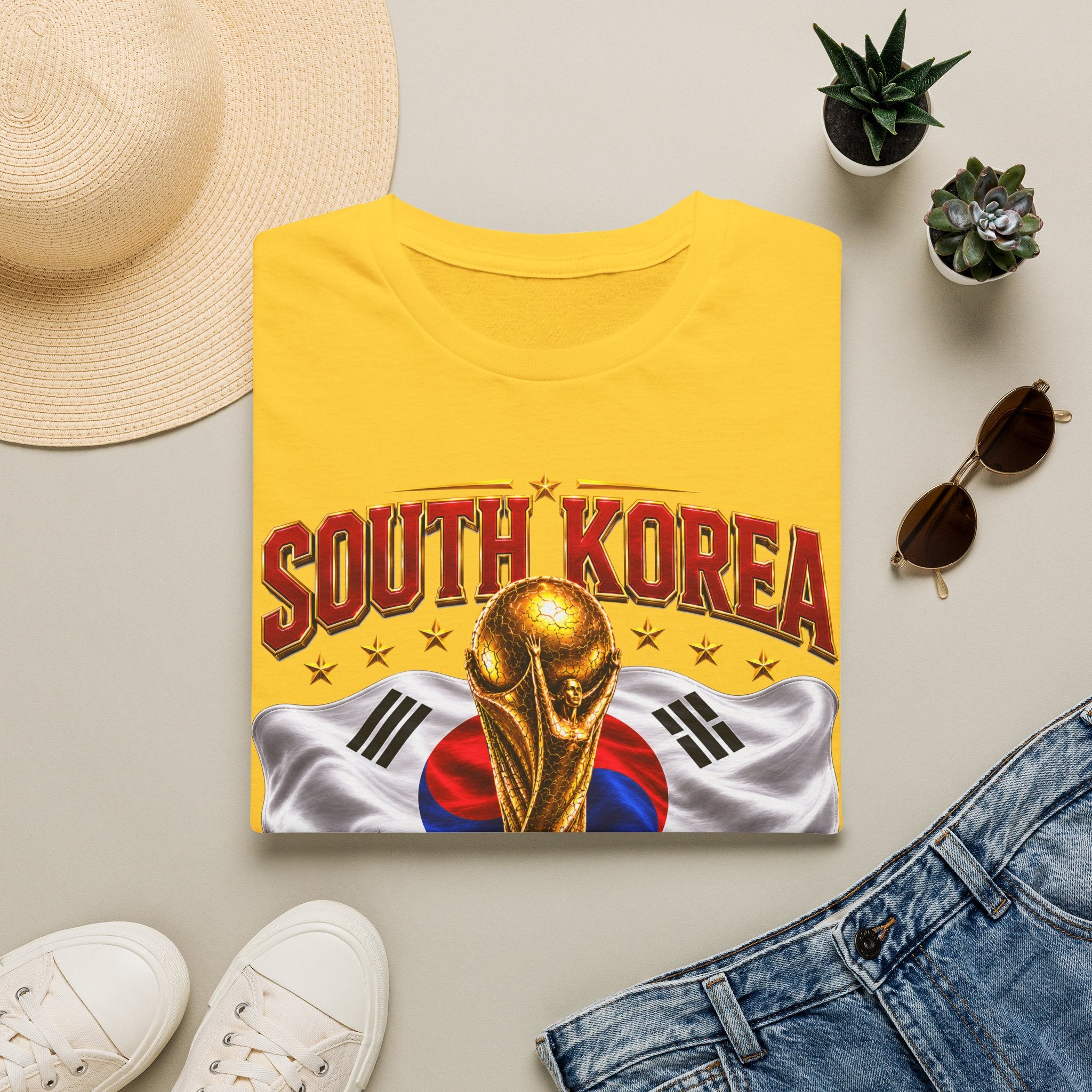 South Korea 2026 Soccer World Cup T-Shirt — Korean Flag & Trophy Football Fan Tee