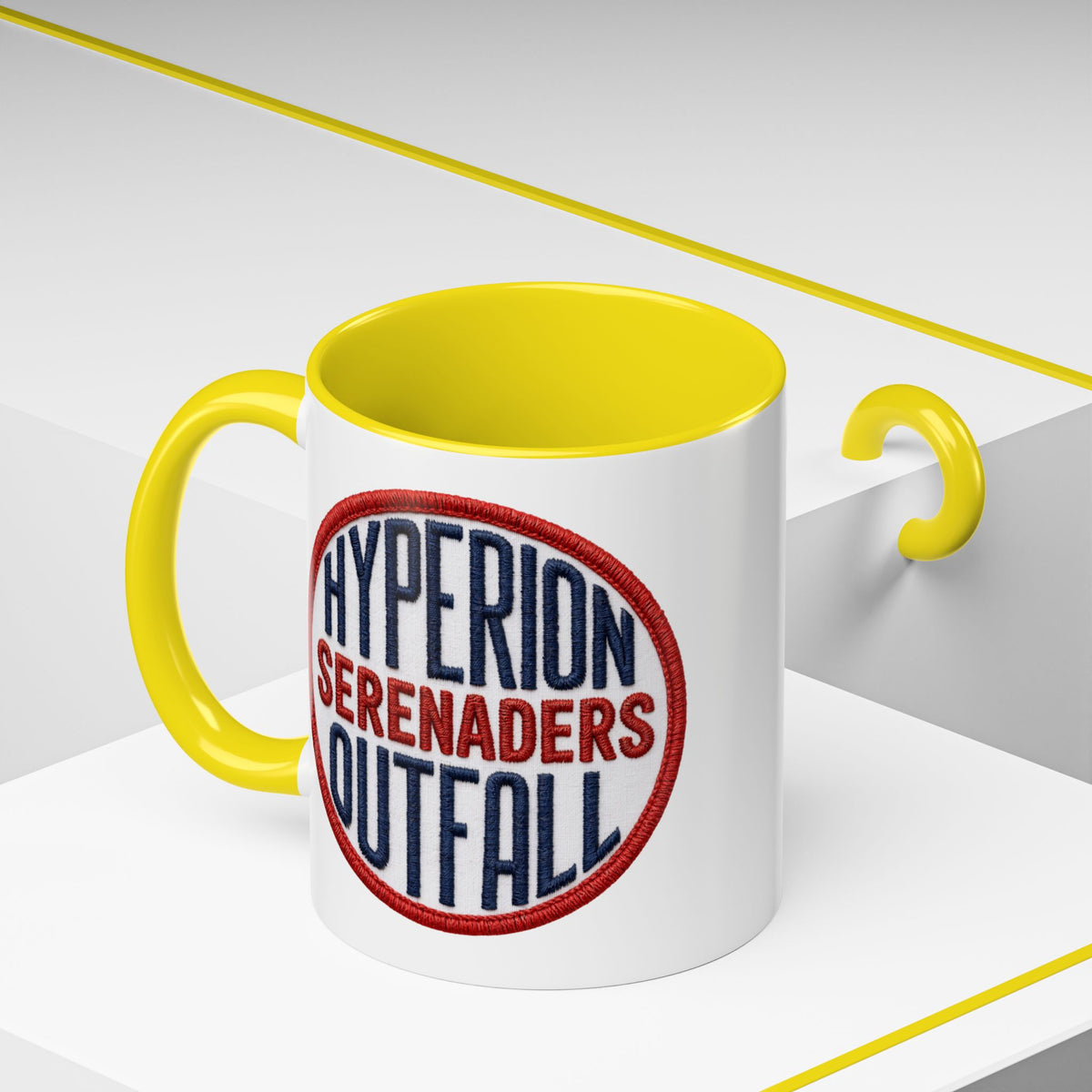 Accent Coffee Mug — "Hyperion Serenaders Outfall" Retro Patch Ceramic Mug (11/15oz)