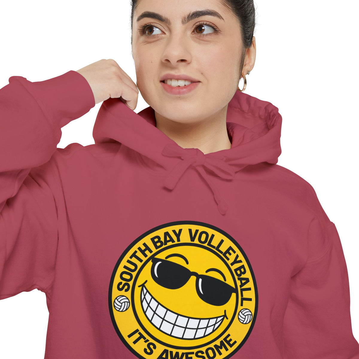 Volleyball Smiley Hoodie — "South Bay Volleyball It's Awesome" Crewneck