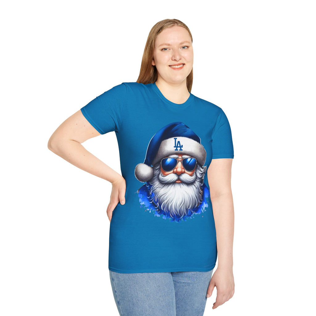 LA Dodgers Blue Santa T-Shirt — Cool Sunglasses Holiday Tee