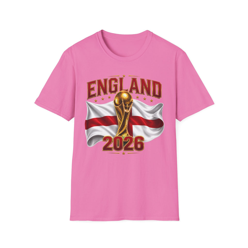 England 2026 World Cup T-Shirt — Gold Trophy & St George’s Flag Soccer Fan Tee