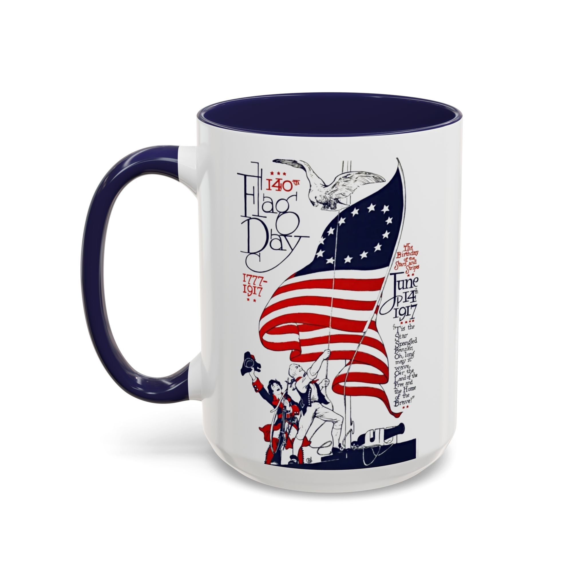 Flag Day Illustration Original Artwork 1917  Mug | American Flag Sailors Accent Coffee Mug